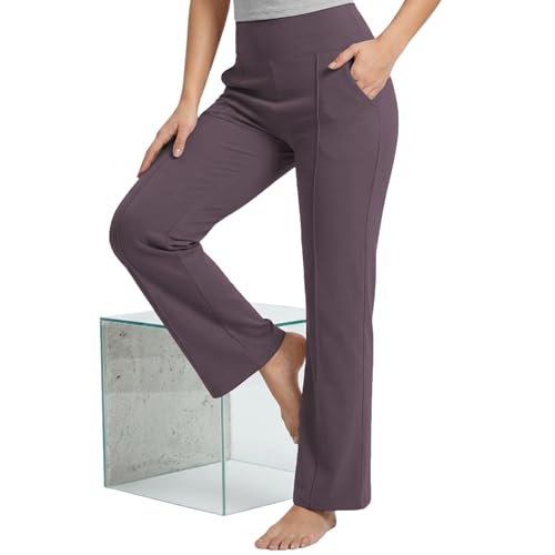 Image of NINQ Women High Waist Flare Pants Lite Regular | Smart Casual Korean Trouser for Office Wear, Gym, Sports, Travel & Daily Styling