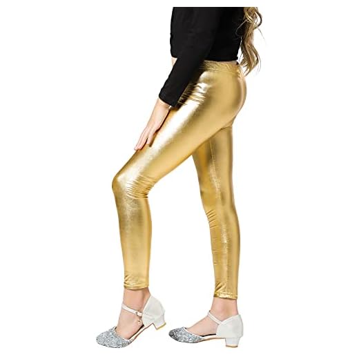 Adorel Flicka Gold Metallic Dans Leggings Vanliga Byxor Guld 5-6 år (Tillverkarens storlek: 120)