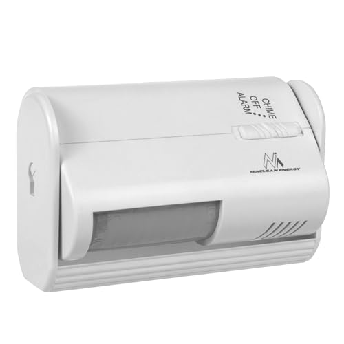 Maclean MCE311 Alarma Inalámbrica de Entrada con Sensor PIR, Detector de Movimiento con Alarma y Timbre, Alcance de 8 m, Funciona con Pilas, Volumen Superior a 70 dB, Detección de 60 Grados, Blanco