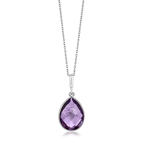 Gem Stone King 6.50 Cttw Amethyst Teardrop Pendant Necklace For Women | 925 Sterling Silver | Pear Shape 16X12MM | Gemstone Birthstone | With 18 Inch Silver Chain3