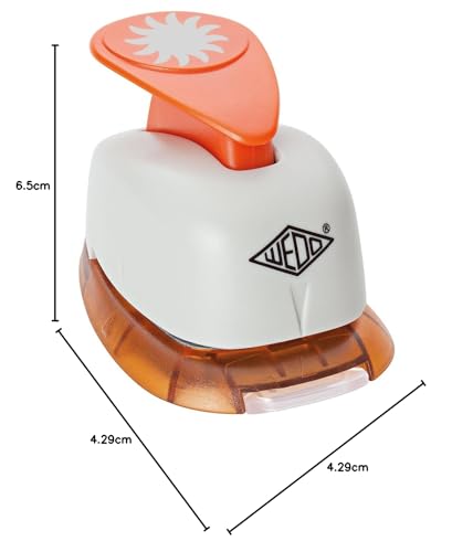 Wedo 168116 Motivlocher klein Sonne (mit praktischem Auffangbehälter, Ausstanzung 1,6 x 1,6 cm) grau / orange