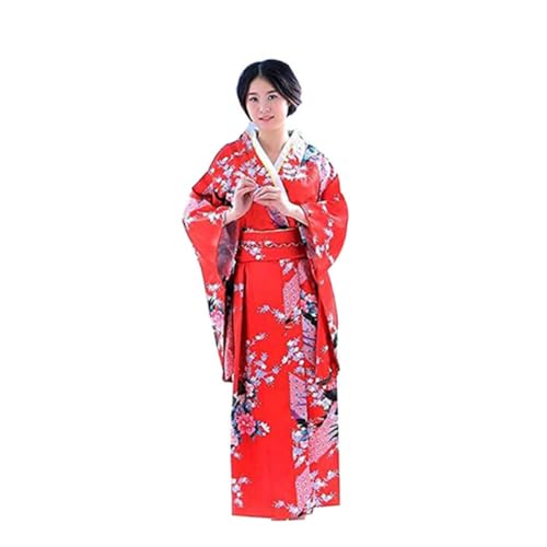 Kimono japonais pour femme rouge de nuit Healvian en style traditionnel