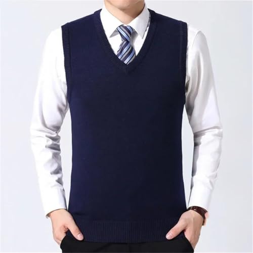 Men's Knitted Sweater Vest Business Casual V-Neck Solid Color Pullover Outwear Tops2