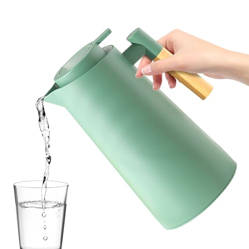 Jarra Térmica Para Café | Botella Aislante De Un Litro Con Forro De Vidrio - Recipiente Antifugas Para Cocina Viaje Restaurante Mesita De Noche