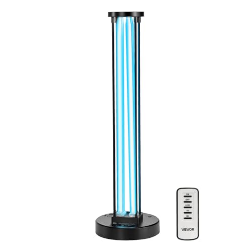 Image of VEVOR UV Light, 110W Ultraviolet Lamp with Ozone Purifier, UVC Lamp with 30 /60 /120 Minutes 3-Gear Timer and Remote Control, for Room up to 600 sqft, UVO Lights for Living Room, Bedroom, Hotel, School