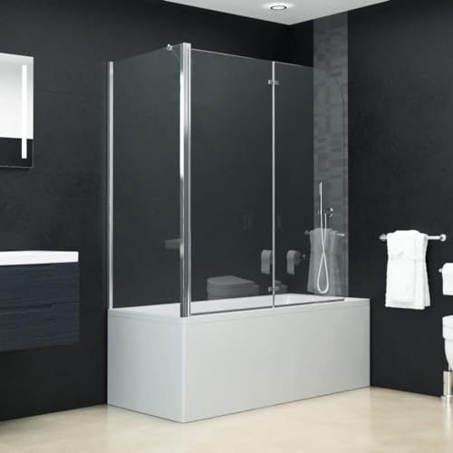 Nqyjm Mampara de ducha plegable de vidrio templado de 2 niveles, 120 x 68 x 130 cm, mampara de ducha moderna