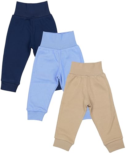 TupTam Pumphose Baby Jungen 3er Pack – Bequeme Baby Hosen Jungen aus Baumwolle, Oeko-TEX Zertifiziert, Farbe: Beige/Jeansblau/Dunkelblau, Größe: 104