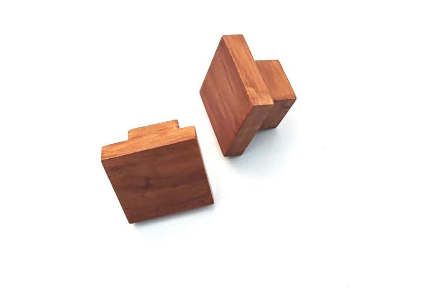 Interior HUT 3 Natural Teak Wooden Square Knobs | Stylish Cabinet Drawer Pulls & Handles | Premium Wood Knobs for Wardrobe & Dresser Drawers (1 Pair)-image-19