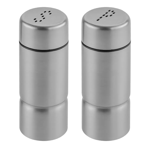 2pz Saliera Da Tavola Acciaio Inox,Pepiera,Spargisale,Spargi Cacao Polvere,Shaker Per Zucchero a Velo,Salino Cucina Per Diverse Spezie