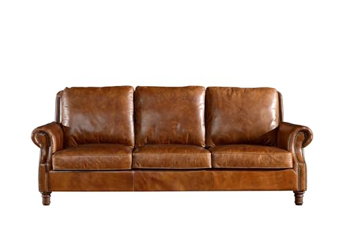 Crafters & Weavers English Rolled Arm Leather Sofa