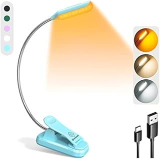 Glocusent 10 LED Reading Light Clip on Book, Eye Caring Book Light, 3 Colours & 3 Brightness, USB-C Rechargeable & Long Lasting to 80hrs, Perfect for Book Lovers, Kids & Travellers