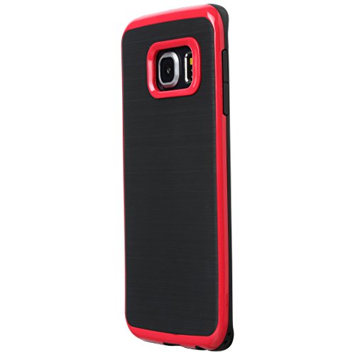 Ultratec Funda protectora de TPU / carcasa para Samsung S6 edge con diseño de contrastes y borde de color, negro/rojo