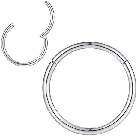 Popuhoops 316L Surgical Steel Hinged Nose Rings Hoop Suptum Ring Body Piercing Lip Rings Helix Cartilage Rook Earrings 20G 18G 16G 14G 12G 10G 8G, Diameter 5mm to 16mm, Gold-Rose Gold-Silver-Black