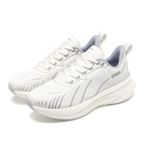 ONEMIX Zapatillas de correr con amortiguación de espuma espacial para hombre, comodidad suave para maratones y jogging urbano, Blanco, 38 EU