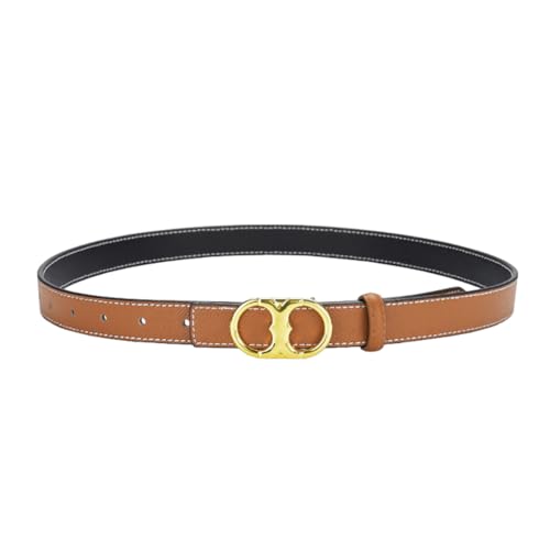 Women Reversible Leather Belt for Jeans Pants,Fashion Gold Buckle Ladies Dress Belt3