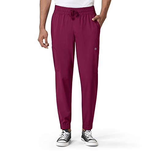 WonderWink Men's W123 Cargo Jogger Pant, Wine, 2X T