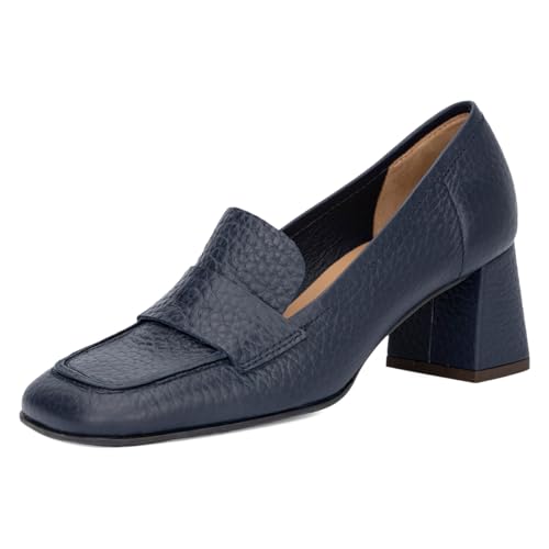 Women’s Classic Pumps Block Mid Heels Dressy Loafers Square Toe Slip On Shoes Business Working Daily Size 4-16 US