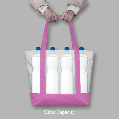 image for TOPDesign 6-Pack Canvas Tote Bags with an External Pocket, Reusable Gr