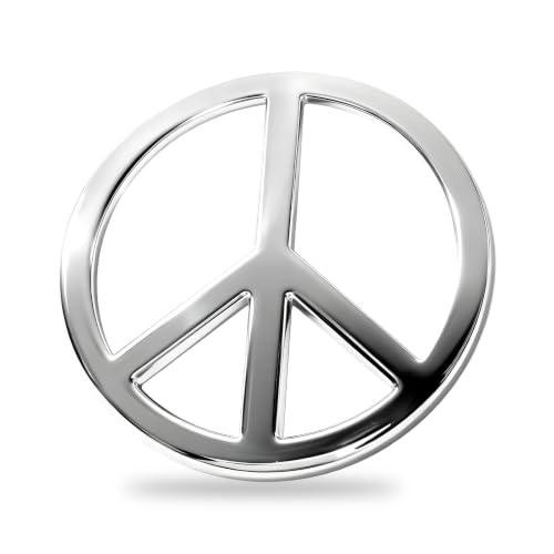 KAUEGOW Peace Sign Car Emblem, 3D Antiwar Peace and Love Symbol Auto Bumper Window Emblem, Waterproof Peaceful Sign Logo No War Metal Badge Sticker for Car Truck Motorcycle (Silver)