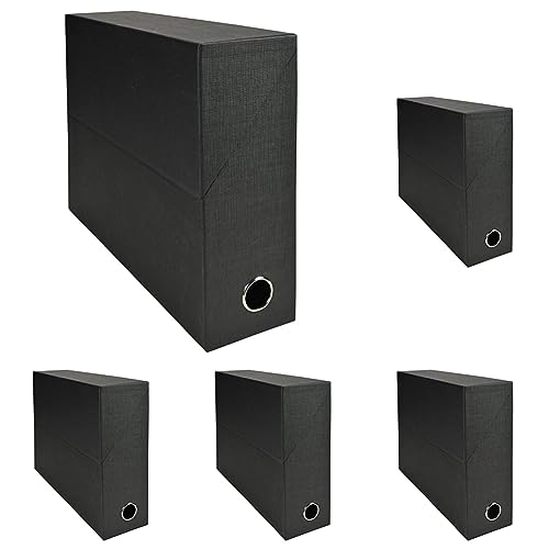 EXACOMPTA Boîte de transfert, carton rigide recouvert de papier toilé, dos 9 cm, 25 x 33 cm, noir (Lot de 5)