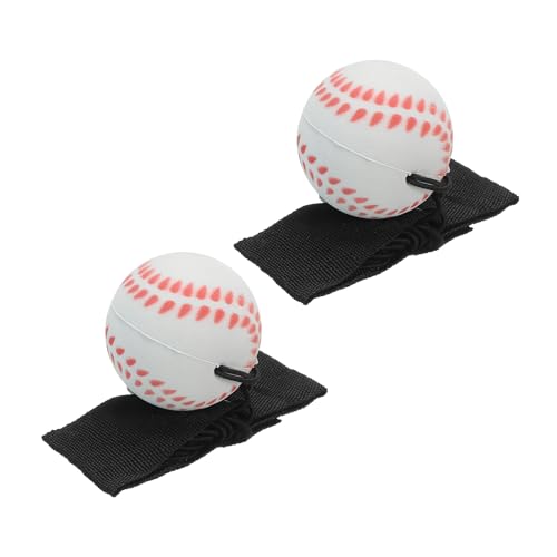 White Baseball Wrist Ball Wristband Sports Balls on a String Toy Includes Basketball, Baseball and Football Return Rubber Rebound Ball for Boys Girls Party Favor, Exercise or Play Sports (1.9 inches)