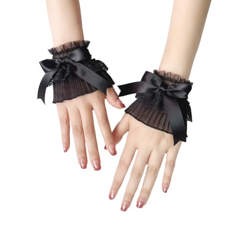 AUOCATTAIL Bow Lace Gloves Hand Sleeve Women Elastic Bracelet wrist Cuff Cosplay Wedding Party Masquerade