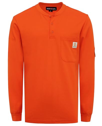 Image of BOCOMAL FR Shirts Flame Resistant Shirt 5.5oz 100% Cotton Light Weight CAT2 Fire Retardant Henley Shirts