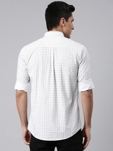 Image of Majestic Man Men Comfort Slim Fit Pure Cotton Tartan Checked Casual Shirt