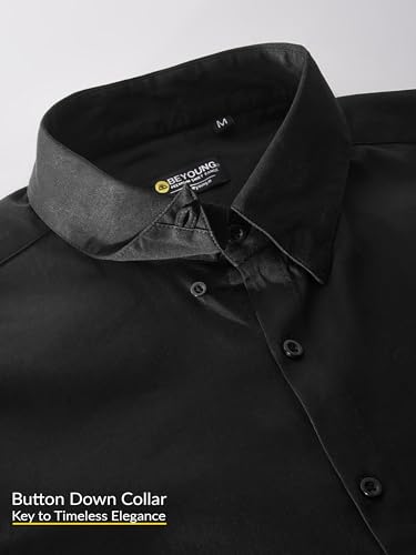 Image of BEYOUNG Regular Fit Formal Satin Shirt for Men | Full Sleeves | Men's Stylish Satin Silk Shirt | Formal Shirt | Buttondown Collar | Satin Solid Shirt for Men
