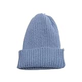 Mashaouyo Gorro de punto para mujer, gorro de lana de merino clásica, gorro de invierno cálido para mujer, gorro de punto cálido, gorro de invierno suave para todas las estaciones, gorro de punto para