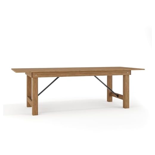 Flash Furniture Hercules Series 8' x 40" Solid Pine Folding Farm Table, 96" w x d x 30" h, Antique Rustic