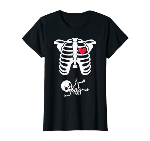 Mujer Esqueleto Embarazo Anuncio Tee...