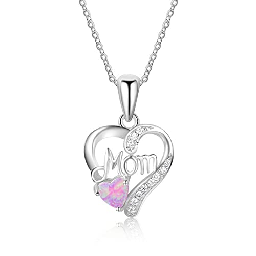 Collier opale coeur en argent 925 pour femme, pendentif élégant et délicat