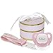 BebeDeParis Sucette bébé Personnalisée avec Nom, Pour bébés de 0 à 6 mois, Sucette avec Tétine en Silicone, Avec Capuchon de Protection et Boîte Personnalisée, Sans BPA (Sucette + Attache, Rose)