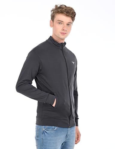 Image of HALFSPACE Men's Lycra Jacket - Lightweight Stretchable Sports & Gym Jacket with Zipper Pockets - Full Sleeve Activewear for Casual & Running