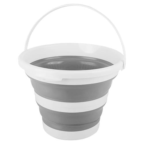 Faltbarer Eimer 5L, Silikon Falteimer, Tragbarer Putzeimer mit Griff, Platzsparender Wascheimer, Angeleimer, Sandeimer, köderfischeimer für Küche, Camping, Draußen, Autowäsche