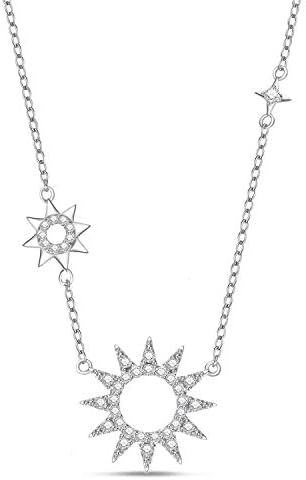 FANCIME Collana in argento sterling 925 con luce solare placcata in oro bianco/giallo, con zirconi cubici, 2020 gioiello regalo per donna