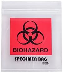 6" x 6" Specimen Zipper Bag with Pouch and Biohazard Message (2 mil)