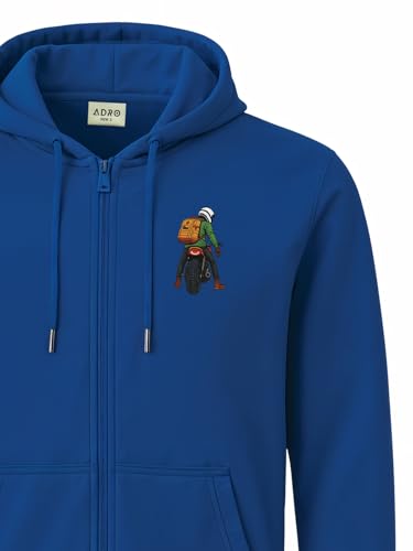Image of ADRO Men's Regular Fit Zip-Up Hoodie for man | 320 GSM Cotton Poly Fleece Zipper Sweatshirt with Soft Fabric & Printed Hoodies