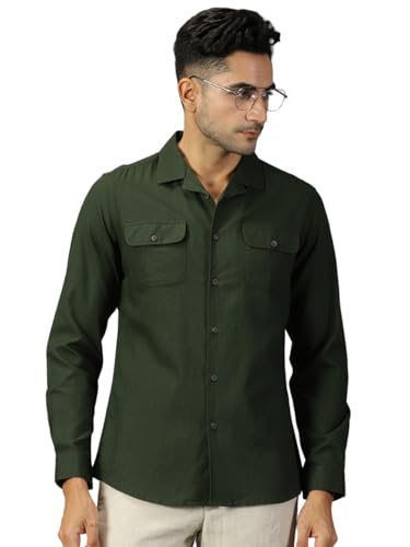 Image of Thomas Scott Men's | Solid | Full Sleeve | Regular Fit | 100% Cotton | Double Flap Pocket | Spread Collar | Casual Shirt
