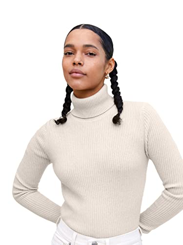 State Cashmere Women’s Ribbed Turtleneck Sweater 100% Pure Cashmere Classic Long Sleeve Pullover