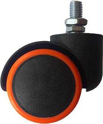 Image of K25 Heavy Duty Office Chair Nylon Twin Wheels Tyres Caster Screw Type /Load capacity-150 kg (Pack of 5 Pieces, Orange, 50 mm)
