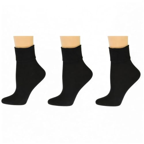 Image of 3 Pack Women's Ankle Socks - Organic Cotton Crew Seamless Toe Socks - Soft Non‑Binding Cuff Best for Sensitive Feet-Size 4-10
