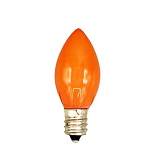 Creative Hobbies® Box of 25 Light Bulbs, Ceramic Opaque Orange, Steady Burning, 7 Watt Incandescent, C7 Candelabra Base - Great for Christmas Strings and Halloween Creative Hobbies Box of 25 Light Bulbs Ceramic Opaque Orange Steady Burning 7 Watt Incandescent C7 Candelabra Base Great for Christmas Strings and Halloween