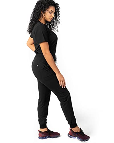 Image of Mim Jogger Scrub Pants for Women, Skinny Leg Joggers, Burgundy, Black, Navy Blue, Green