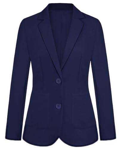 Women's Blazer Jackets Business 2-Button Open Front Long Sleeve Notch Collar Office Work Pocket Blazers