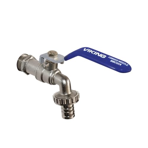 Viking Brass Garden Faucet Bib Tap | Forged Construction | 15mm (1/2") Outer Thread Size | 1/2" Slim Hose Nozzle | Shot Blasted Nickel Finish | Durable & Easy to Use