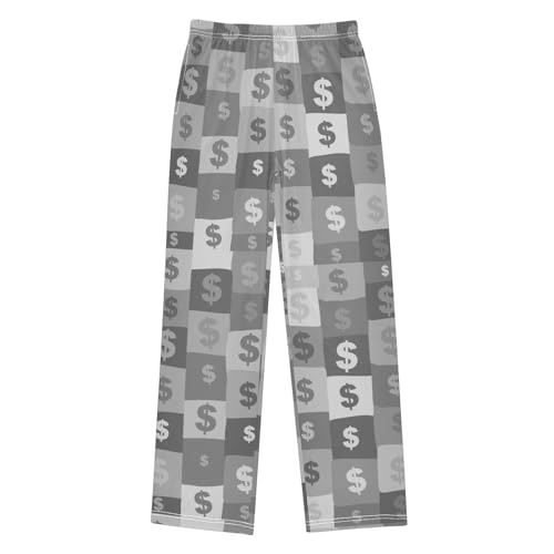 Boys' Pants Money Currency Symbols Grey Long Bottoms Jogger Pants Elastic Waist Trousers with Pockets S-XL