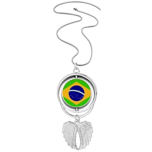 Collier Brésil pendentif rotatif ailes d'ange pour passionné de culture sud-américaine