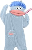 YINGWDA - Mameluco para adultos con zapatos y peine, divertido pijama de forro polar coral de monstruo verde, ropa de descanso acogedora de una pieza, azul, L